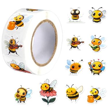 Imagem de DOPENSPI 500 peças de adesivos de abelha, adesivos de abelha à prova d'água, adesivos autoadesivos fofos de animais adesivos de desenho animado adesivo estético para meninos e meninas presente