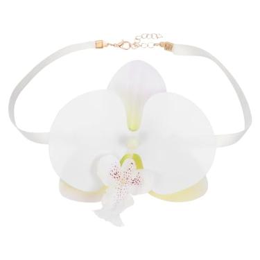 Imagem de PATIKIL Colar gargantilha de orquídea borboleta, colar de flor de borboleta para mulheres, corrente de corda longa ajustável, One Size, Algodão, Âmbar