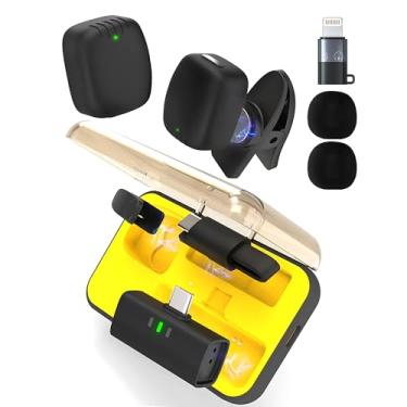 Imagem de Lumasphere Microfone de lapela sem fio com cancelamento de ruído para Android iPhone 15H, vida útil da bateria com capa de carregamento, microfone de lapela sem fio para gravação de vídeo e podcast