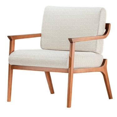 Imagem de Poltrona Grano Ozki Com Braços Madeira Eucalipto Cedro Tecido Cinza Corda Redonda Rami