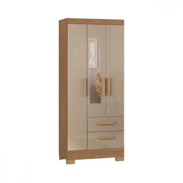 Imagem de Guarda Roupa Solteiro Com Espelho 3 Portas Fortaleza Atualle Acacia Com Reflecta