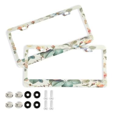 Imagem de SEHANY Molduras de placa de carro rosa dos namorados, capas de moldura de placa de carro de alumínio à prova de ferrugem com orifícios elípticos e parafusos serve para veículos padrão dos EUA tamanho