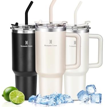 Imagem de Vipelf Copo Térmico com Canudo 1,2L, Tampa e Alça, Garrafa Termica de Cerveja Caneca Termica com Canudo para Cafe Chá Fitness, Viagem Vácuo Dupla Camada