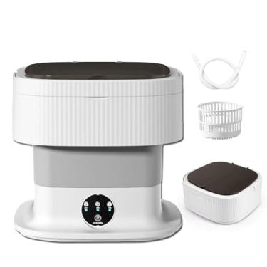 Imagem de HGTRH Máquina de lavar portátil de 10L com secador giratório, máquina de lavar dobrável com 3 modos de tela sensível ao toque para roupas íntimas, meias para apartamentos, acampamento, viagem, cinza