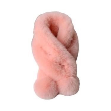 Imagem de Cachecol Feminino Grosso De Pelúcia Com Estampa Cruzada, Gola Térmica 