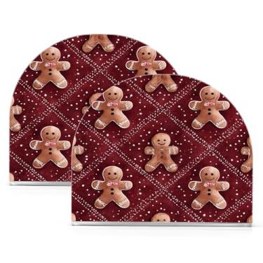 Imagem de Qilmy Porta-guardanapos de acrílico para homem de gengibre de Natal, suporte de lenços de mesa independente transparente, dispensador de papel de coquetel para cozinha, jantar, restaurante, bar