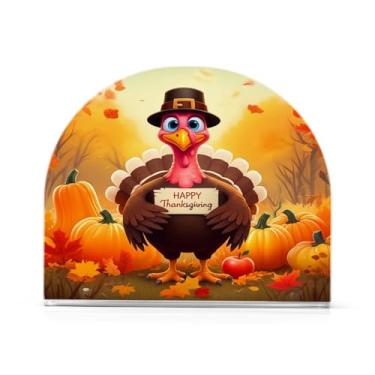 Imagem de Qilmy Porta-guardanapos acrílico de peru de Ação de Graças, suporte de lenços de mesa independente transparente, dispensador de papel de coquetel para cozinha, jantar, restaurante, bar, decoração, 1
