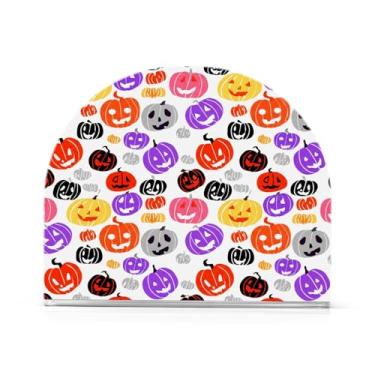 Imagem de JUZIHAI Abóboras de Halloween Porta-guardanapos para mesa Dispensador de guardanapo de acrílico para mesa Suporte de lenços independente para cozinha sala de jantar bar festa decoração de casa