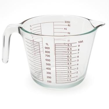 Imagem de Jarra Medidora 1000 ML 1 Litro Vidro Para Microondas Alça e Bico Dosador Água Leite Copo Cozinha Medida