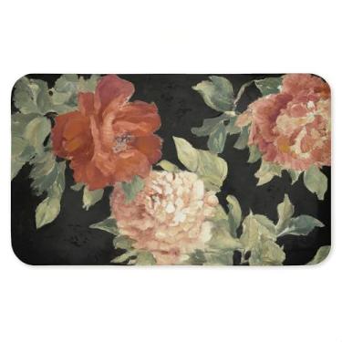 Imagem de Beauty Of The Blossom on Black Tapete antifadiga, ergonômico acolchoado para cozinha e tapete de pé com suporte antiderrapante, tapete confortável ecológico, design por Lanie Loreth, 76 cm x 45 cm