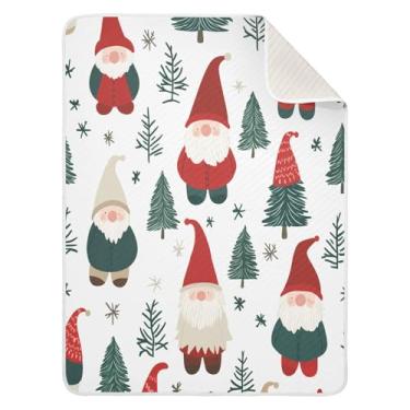 Imagem de Qilmy Gnomos de Natal fofos com chapéus, cobertor de bebê 76 x 101 cm, cobertor infantil de algodão macio para meninos e meninas, cobertor infantil leve e quente para berço, carrinho de bebê, soneca