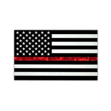 Imagem de Elektroplate Adesivo refletivo da bandeira dos EUA Fire Fighter Thin Red Line (9,7 cm x 5,8 cm) | Adesivo de vinil premium para todos os climas para carro, garrafa de água, laptop, tablet