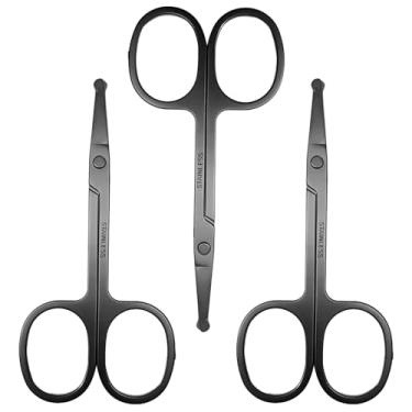 Imagem de Pacote com 3 tesouras de cabelo para sobrancelha e nariz, tesouras profissionais de aço inoxidável de 8,9 cm, aparador de pelos faciais para mulheres e perucas de renda, para aparar pequenos detalhes
