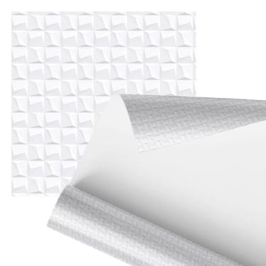 Imagem de papel parede Decorativo 3D para Parede, Design Geométrico Moderno, Branco 80cm