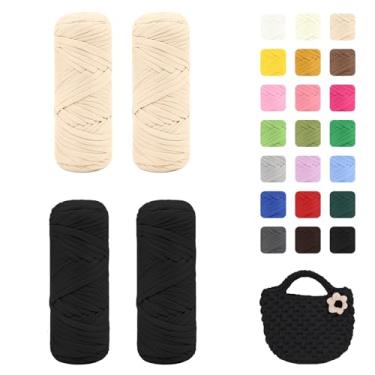 Imagem de Maxee Pacote com 4 fios de camiseta premium (200 g/75 m cada), fio de fita macia para crochê e tricô - cor intensiva e fácil de cuidar