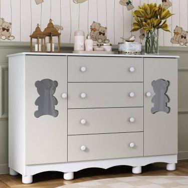 Imagem de Cômoda Infantil 125cm 2 Portas com Vidro e 4 Gavetas Ternura Multimóveis MP4480