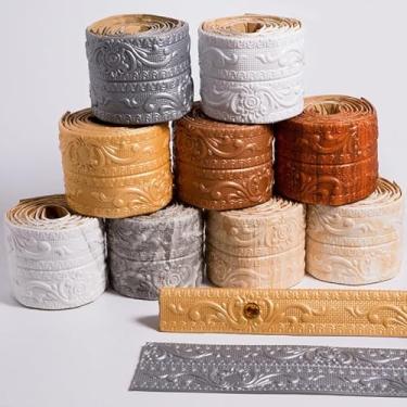 Imagem de 1 rodapé autoadesivo 3D para acabamento de parede, 12 cm x 7,55 pés / 12 cm x 2,3 m, acabamento de moldagem de rodapé de parede, linha à prova d'água, decoração de moldura de porta (A-branco)