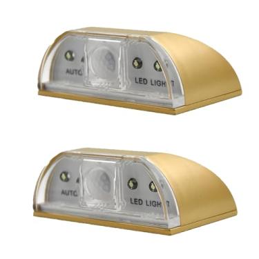 Imagem de 1 conjunto de luz noturna com sensor de movimento acionado por bateria, usado para abrir/fechar automaticamente luzes de bloqueio de porta de LED em fechadura, cozinha, corredor, escadas, armários
