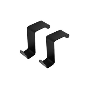 Imagem de pson 2 ganchos sobre a porta, ganchos de cabeça dupla em forma de Z de aço inoxidável para pendurar roupas, toalhas, casacos, chapéus (preto)