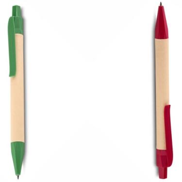 Imagem de Caneta Esferográfica de Papel Reciclado com Detalhes em PLA Biodegradável, Kit com 1 e 2 Unidades, Escrita Azul (Kit 2 Canet)