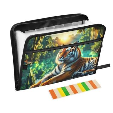 Imagem de Pasta de arquivo expansível animal tigre A4 pasta sanfonada para escritório escolar em casa