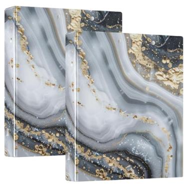 Imagem de Pasta para prancheta de mármore cinza, 3 anéis, organizador de fichário de 2,5 cm para tamanho carta (21,6 cm x 28 cm), 1 pacote