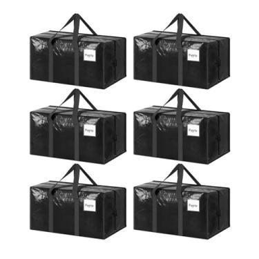 Imagem de 6 Pacote de Sacolas Mudança Grandes e Resistentes com Zíper Alças Confortáveis Bolsas Armazenamento Roupas Robustas Embalagem para Materiais da Faculdade Recipientes Organização do Armário Camping Via