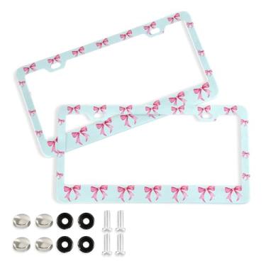 Imagem de SEHANY Lindas molduras de placa de licença de arco azul, moldura de placa de carro de alumínio à prova de ferrugem com orifícios elípticos e parafusos serve para acessórios de carro de tamanho padrão