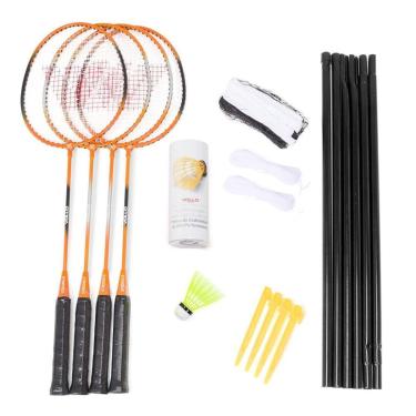 Imagem de Kit Badminton Vollo - 4 Raquetes + 3 Petecas + Rede + Suporte-Unissex