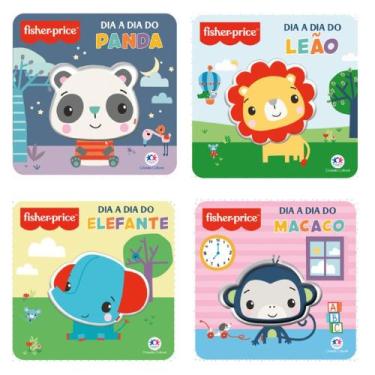 Imagem de Coleção de 4 vol fisher price: elefante + leão + macaco + panda - Kit 