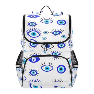 Imagem de Joisal Blue Evil Eye Kids Backpack Girls Student Back to School Bag Personalized Book Bag Elementary School Boys Backpacks Cool, 18L