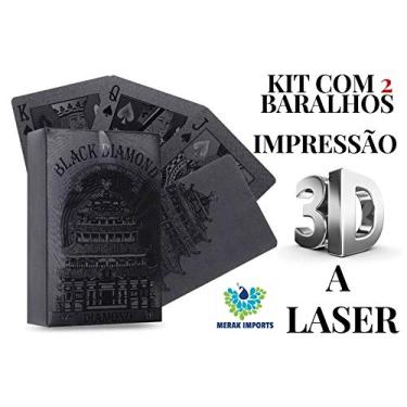 Imagem de Baralho Preto Luxo Impermeável C/2 - Poker / Mágica / Truco