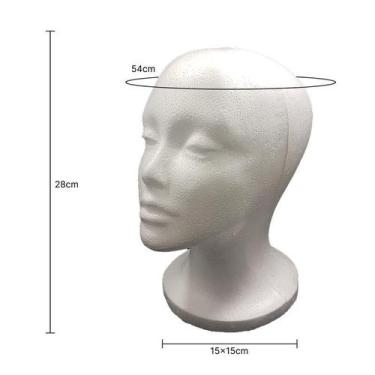 Imagem de Manequim De Isopor Feminino Porta Peruca E Prótese Capilar - Cherey