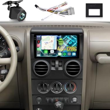 Imagem de [4 + 128 G] Rádio de atualização para Jeep Wrangler 2007-2010 (2 portas): NHOPEEW 22.9 cm IPS Incell Touchscreen Android Stereo - Carplay sem fio e Android Auto, 5G/WiFi, GPS, página inicial