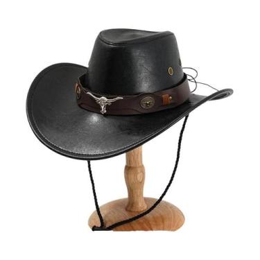 Imagem de Chapéu Vintage Unissex De material sintético Estilo Cowboy Chapéu Jazz