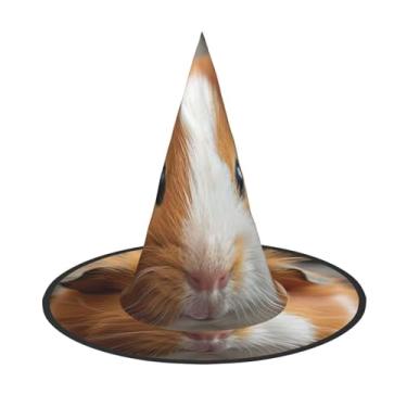 Imagem de XLLingL Chapéu de bruxa de Halloween com estampa de porquinho-da-índia, adequado para festas de RPG e festas à fantasia - 1 peça