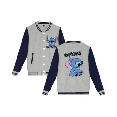 Imagem de Jaqueta De Moletom Unissex Infantil Y2K Disney Stitch Estilo Baseball 