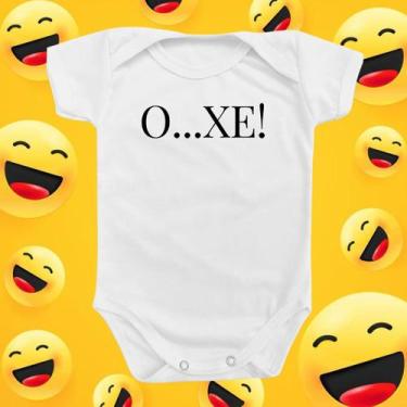 Imagem de Body Para Bebê Oxe! Estampa Divertida Frase Menino Menina, Branco, GG