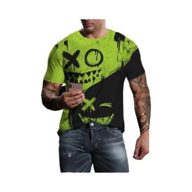 Imagem de Camiseta Masculina Oversized Com Estampa Hip Hop Moda De Rua Manga Cur