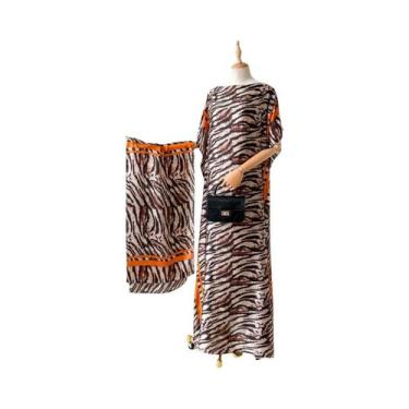 Imagem de Vestido Kaftan De Moda Feminina Para O Verão Com Grande Lenço, Abaya S