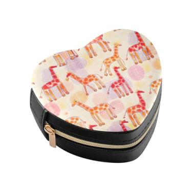 Imagem de Burbuja Caixa de joias em forma de coração com desenho de giz de cera para mulheres e meninas, estojo portátil organizador de armazenamento para brincos, anéis, colares e pulseiras