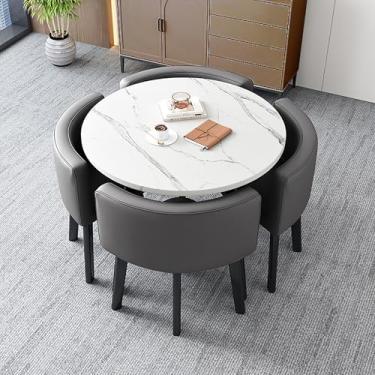 Imagem de Conjunto de mesa de jantar para 4, mesa de jantar redonda e conjunto de cadeiras, mesa de conferência recepção e cadeiras, mesa de cozinha com 1 mesa e 4 cadeiras, para sala de estar e varanda de