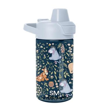 Imagem de Simple Modern Garrafa de água infantil Tritan Plastic Summit | Copo Disney 340 g livre de BPA com tampa de canudo coberta à prova de vazamento para meninos, meninas e crianças | Ursinho Pooh floral