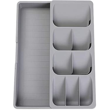Imagem de Organizador de Talheres Expandível com Bandeja Armazenamento Suporte Sustentável para Gaveta Cozinha Mesa Colheres Garfos Pauzinhos