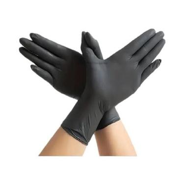 Imagem de Luvas De Cozinha Descartáveis De Nitrila Pretas Para Lavar Louças, Tra
