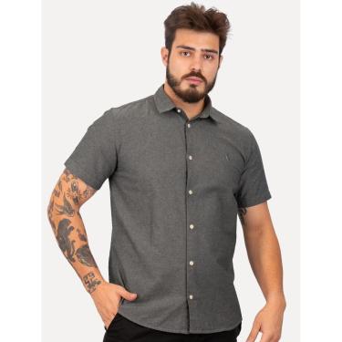Imagem de Camisa Reserva Masculina Manga Curta Oxford Color Preto Mescla-Masculino