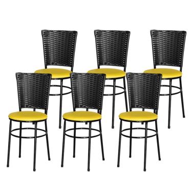 Imagem de 6 Cadeiras Para Mesa Preta Hawai Preto Cor:amarelo