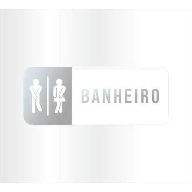 Imagem de Placa de sinalização Banheiro Unissex divertidos em acrílico espelhado