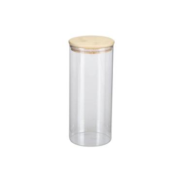 Imagem de Pote Borea Oikos Redondo de Vidro com Tampa de Bambu Hermética 1,6L