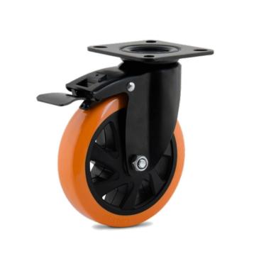 Imagem de Rodízio Giratório 4'' Com Freio Pu Moldado Colson Black Profissional Resistente 140kg